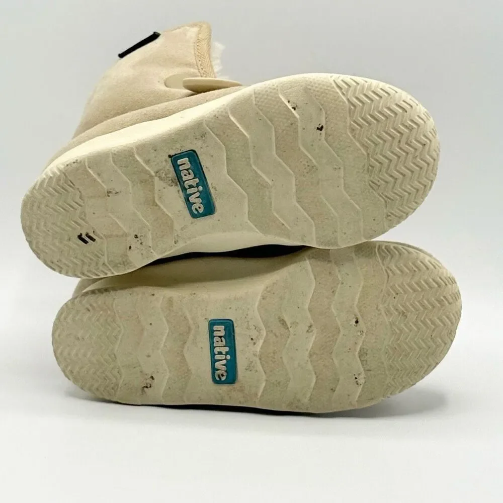 Native Kids Apollo Luna Faux Fur Beige Suede Boots - Kids US 7